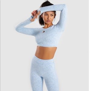 NWT Gymshark XS Fleur texture long sleeve crop top